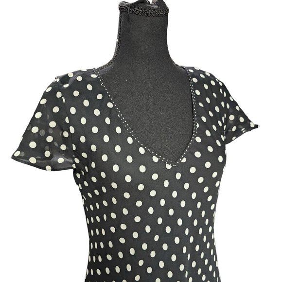 Positive Attitude Black and White Polka-Dot Maxi, Full Length Dress, Size 10 - Picture 2 of 6